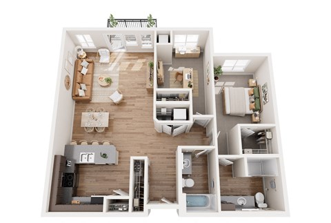 Floor plan for 2 beds, 2 baths, 1206 sqft